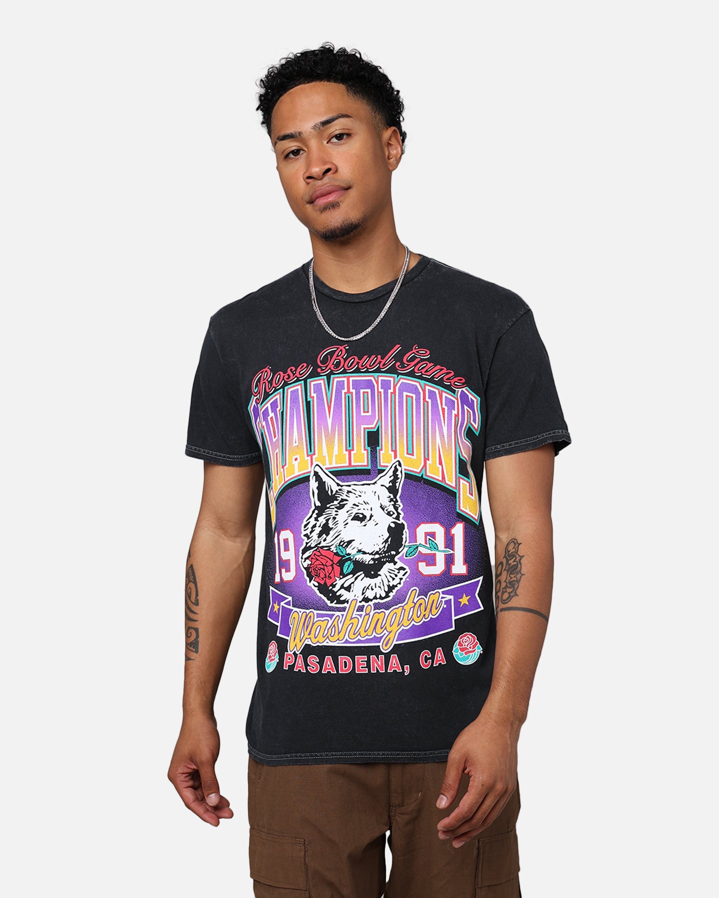 47 Brand 1991 Washington Rose Bowl Vintage T-Shirt - Black Cotton Retro Football Tee for Men - Perfect for Game Day, Sports Events & Casual Wear