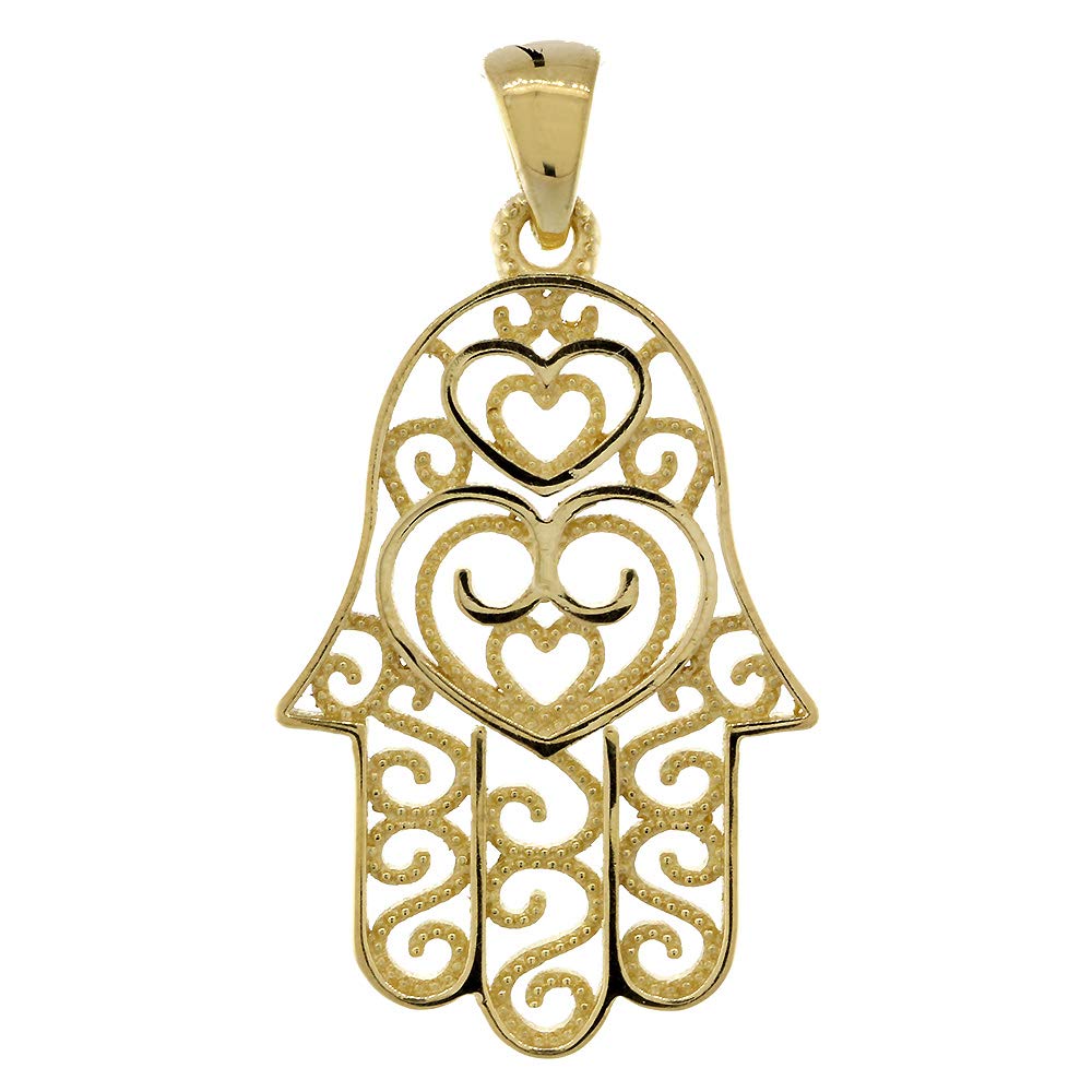 30mm Double-Sided Vintage Hearts Hamsa Hand of God Charm Pendant - 2 Level Design for Jewelry Making, Necklace & Bracelet DIY - Perfect for Boho, Spiritual & Gift Giving Occasions