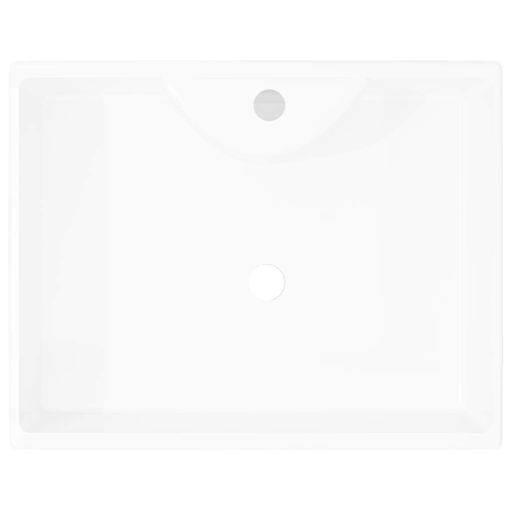 FAMIROSA White Square Ceramic Bathroom Sink with Faucet Hole - Modern Vanity Basin for Bathroom Remodel & Powder Room Upgrade