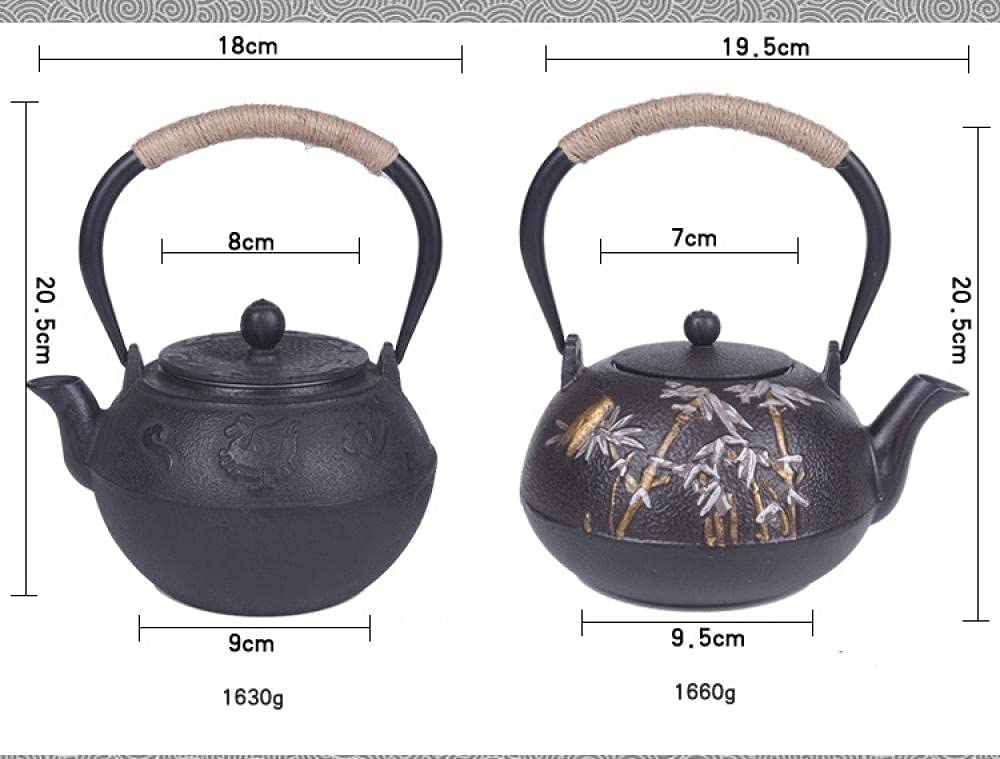 Premium Uncoated Cast Iron Teapot - Authentic Japanese Rosefinch Design for Kung Fu Tea Ceremony | Includes Free Fork | Perfect for Traditional Tea Brewing & Home Decor