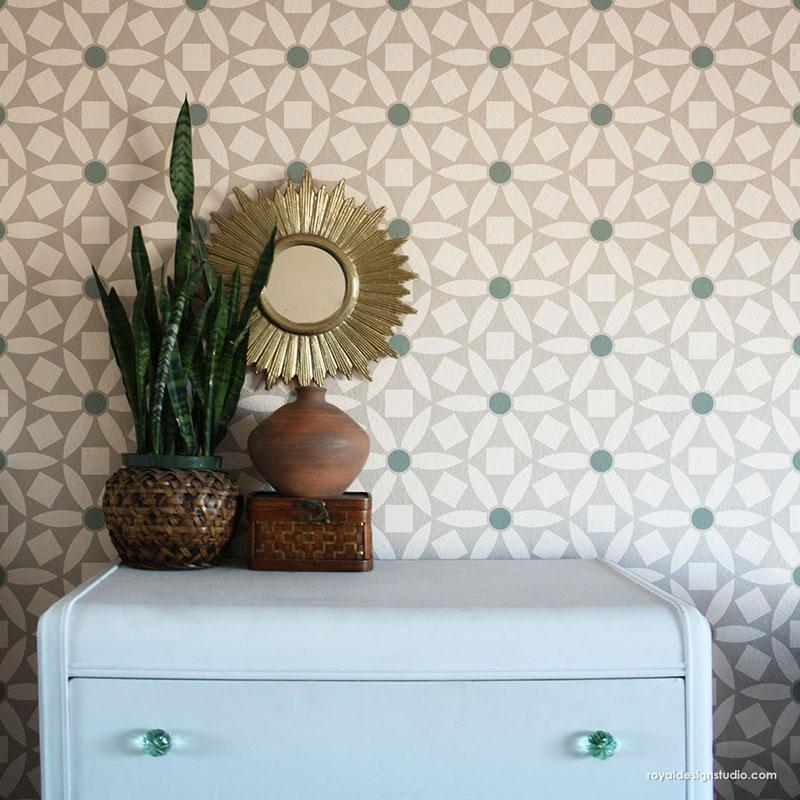 Ranae Geometric Floral Stencil Set for DIY Wall Art, Furniture Painting, and Home Decor - Reusable Craft Templates for Creative Projects