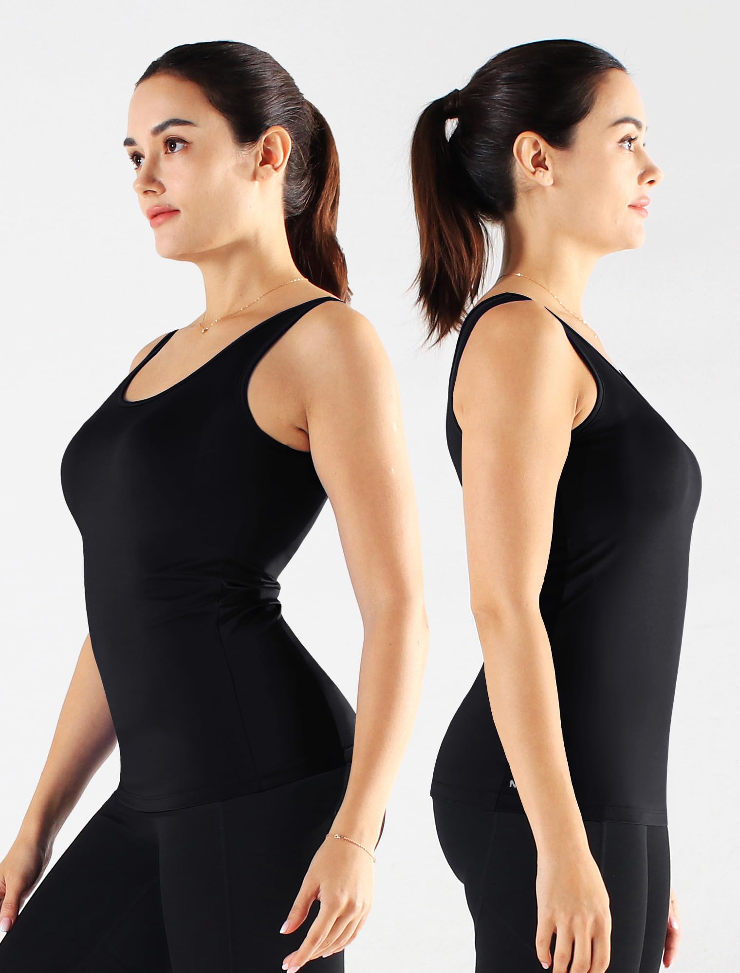 NELEUS Women's 3 Pack Seamless Compression Tank Top with Built-in Bra - Moisture Wicking Yoga Shirts for Running, Workout & Gym - Plus Size Activewear for High Impact Sports & Everyday Wear