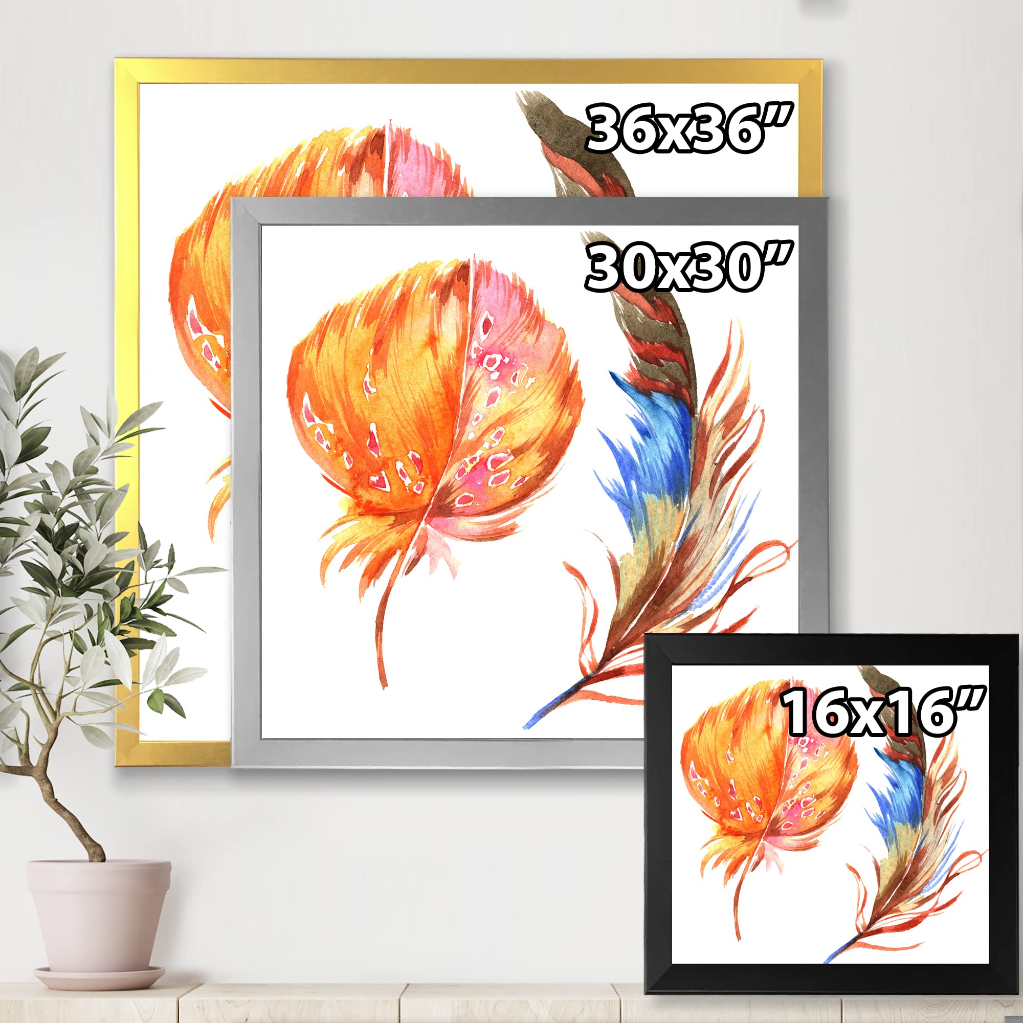 Bohemian & Eclectic Framed Wall Art - Brown Feather Wing Design for Home Decor | Ethnic Tribal Style Wall Hanging for Living Room, Bedroom & Office
