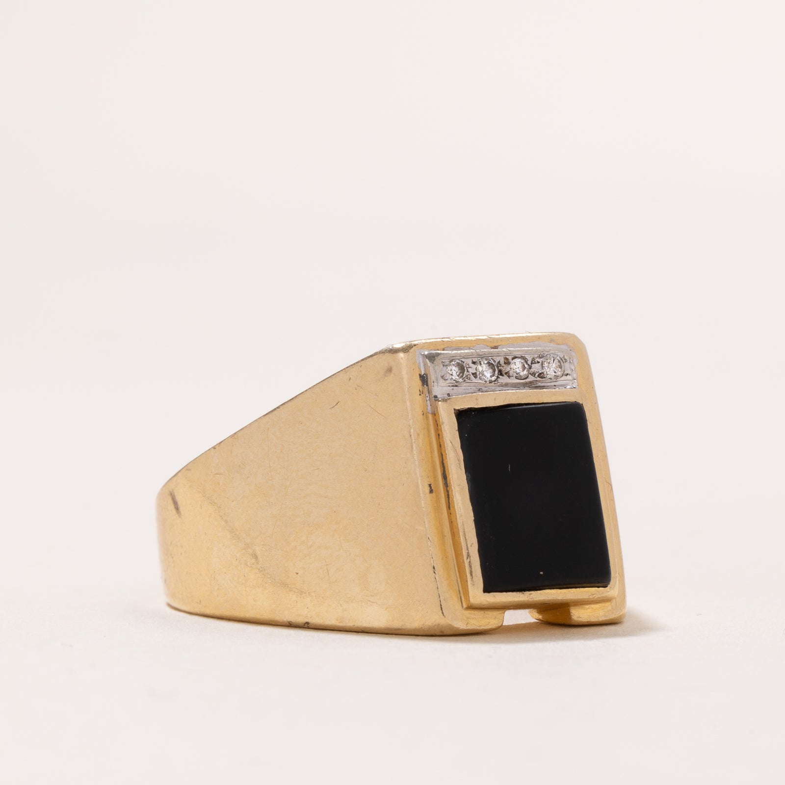 Onyx & Diamond Signet Ring for Men - 2.60ct Black Onyx with 0.04ctw Diamonds - Size 11.5 - Luxury Statement Jewelry for Weddings, Gifts & Formal Occasions