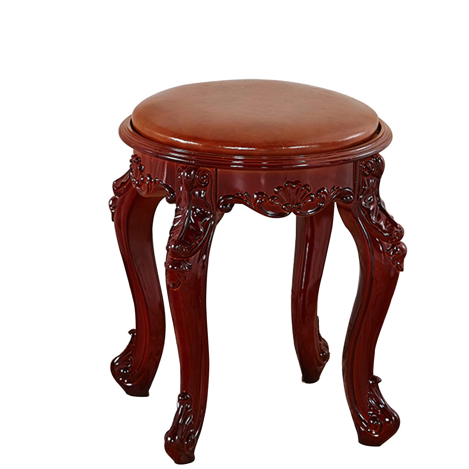 Daoyuan Round Microfiber Leather Vanity Stool - Padded Makeup Chair with Upholstered Cushion, Adjustable Piano Bench for Bedroom, Bathroom & Dressing Room - Perfect for Makeup, Hair Styling & Relaxing