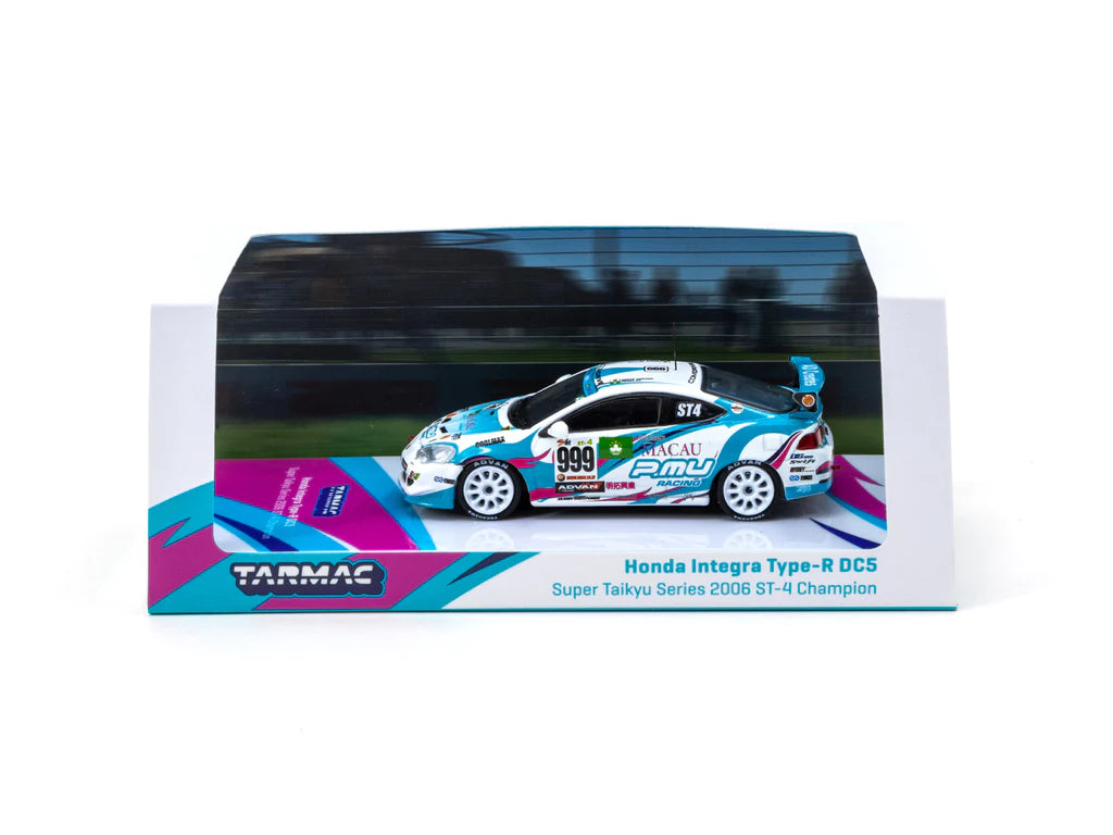 Tarmac Works 1:64 Scale Honda Integra Type R DC5 Super Taikyu Series 2006 ST4 Champion Diecast Model Car - Naoya Yamano & Henry Ho Edition - Collectible Racing Car for Display & Enthusiasts
