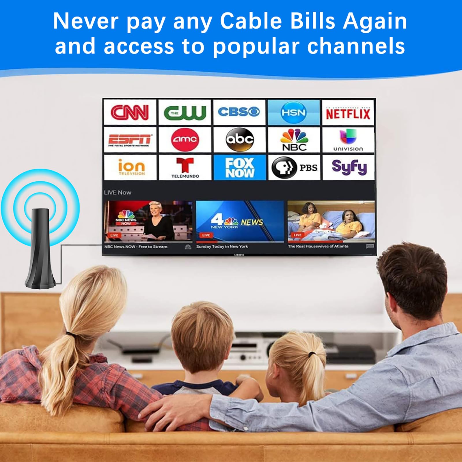 2024 Upgraded Digital TV Antenna for Smart TV - Indoor HDTV Antenna with 880+ Miles Range, Supports 4K 8K 1080p Fire Stick TVs - Receive All Local Channels with 20ft Coaxial Cable - Perfect for Home Theater, RV, Camping & Emergency TV Viewing