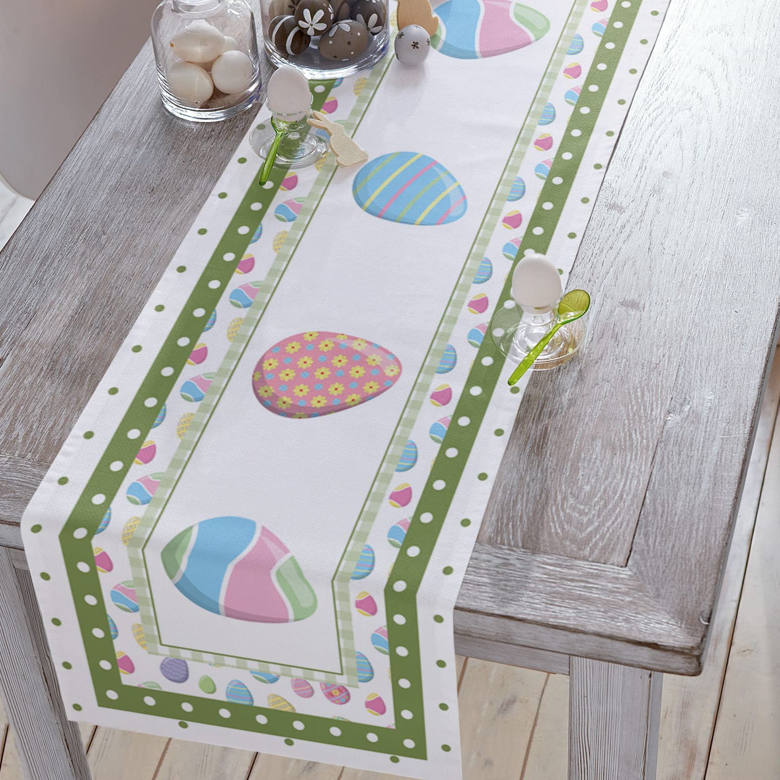Easter Table Runner - Waterproof Spring Decorative Tablecloth for Easter Decorations, Holiday Party & Home Kitchen Dining - 13x108 Inches - Perfect for Easter Brunch, Spring Celebrations & Seasonal Home Decor