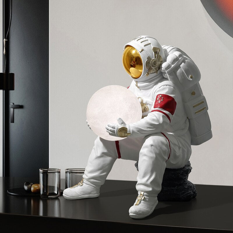 Astronaut Sculpture Statue Light - Unique LED Night Light for Home & Office Decor | Space-Themed Gift for Kids & Adults | Perfect for Bedroom, Living Room & Nursery