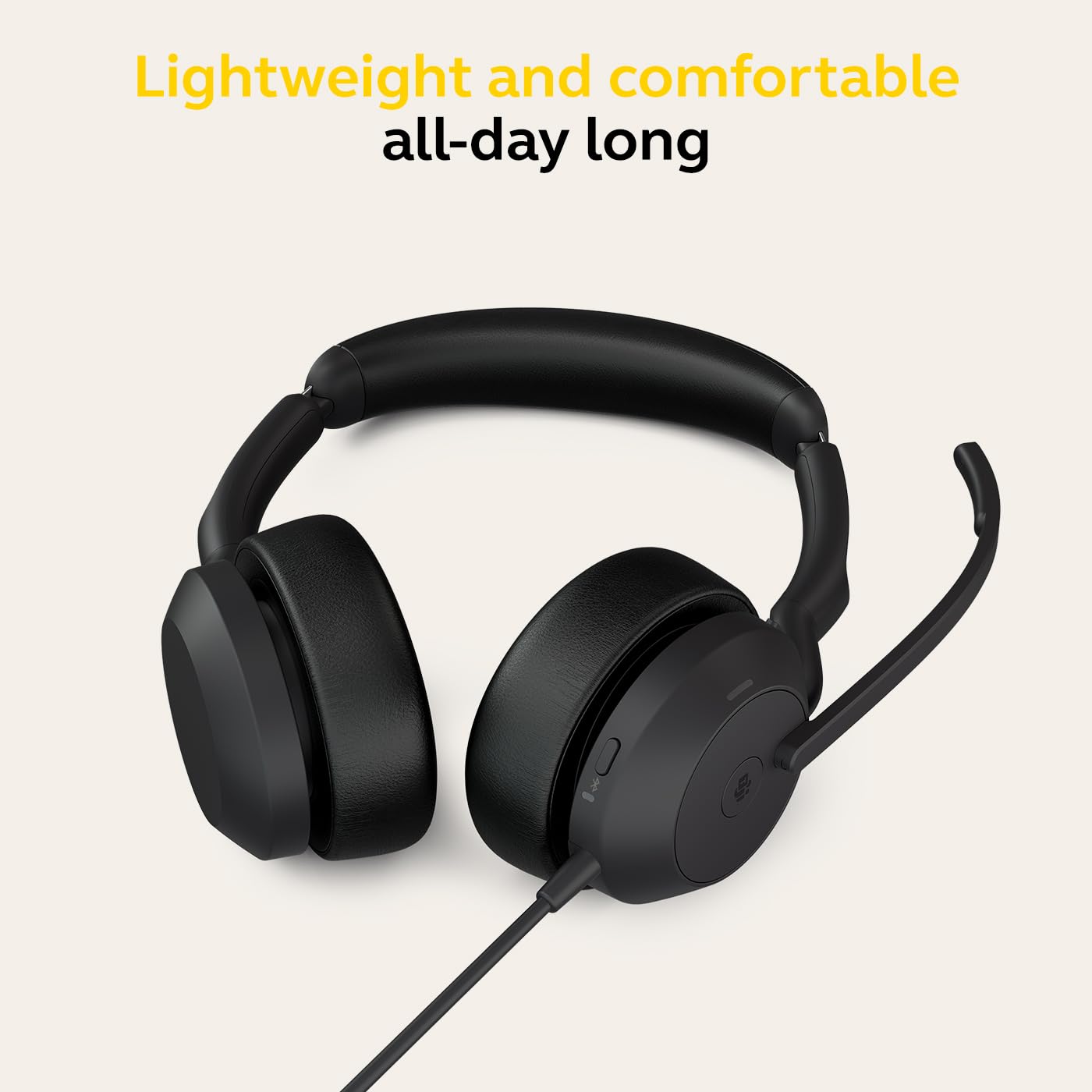 Jabra Evolve2 50 Wired Stereo Headset with AirComfort Technology - Noise Cancelling Microphone & Active Noise Cancellation - MS Teams Certified - Compatible with Zoom, Skype, Webex - Black - Perfect for Office Work, Remote Meetings & Call Centers