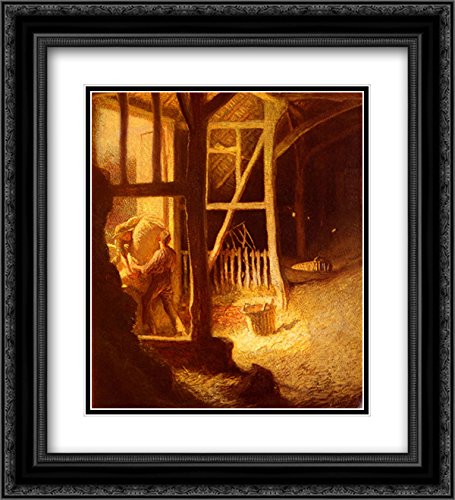 20x22 Black Ornate Barn Door Frame with Double Matted Museum Art Print by Sir George Clausen - Perfect for Living Room, Bedroom & Office Wall Decor