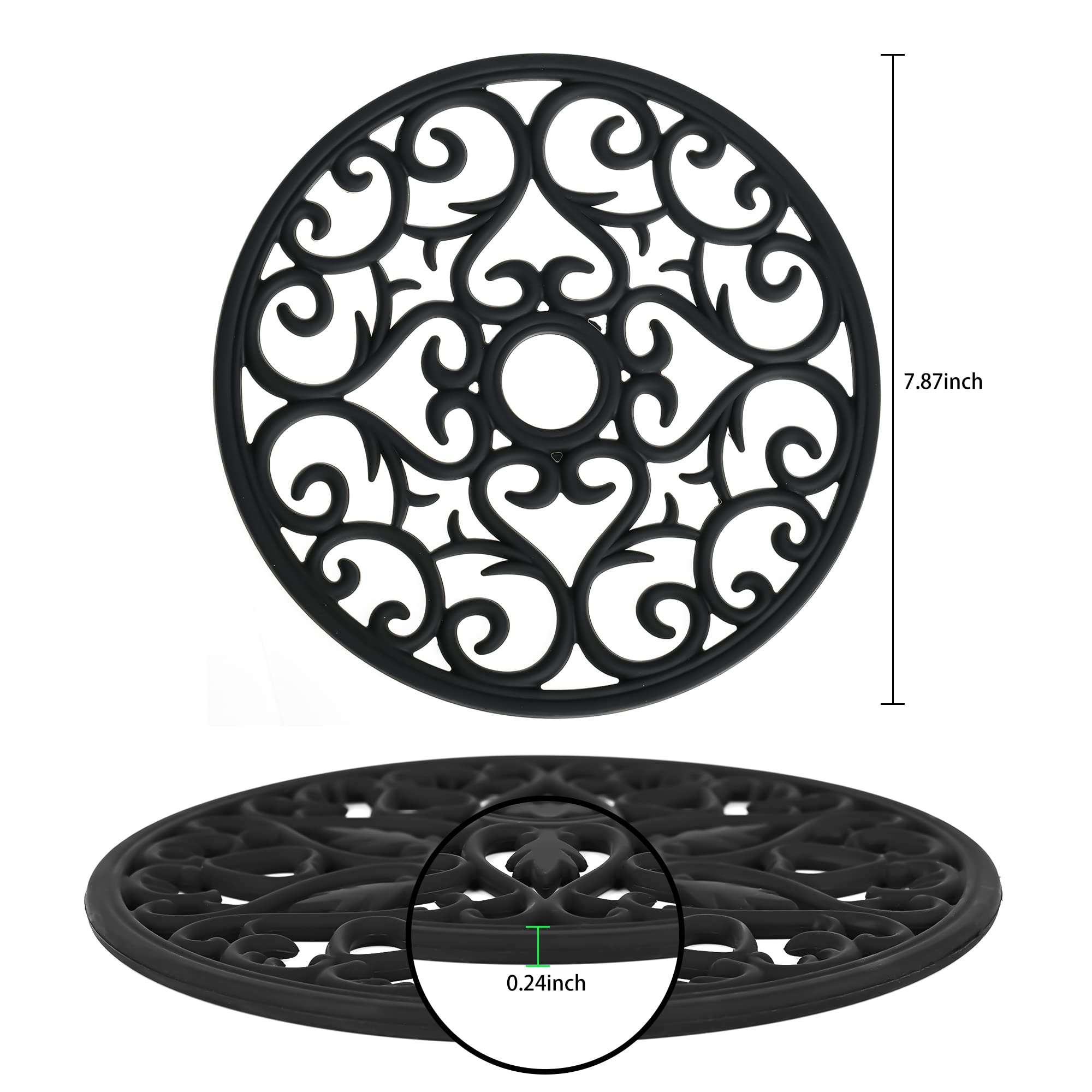 Smithcraft Silicone Trivets Set of 3 - Heat Resistant Hot Pads for Pots, Pans & Dishes - Non-Slip Kitchen Countertop Protector for Quartz & Table - Dark Grey - Perfect for Serving Hot Meals & Protecting Surfaces
