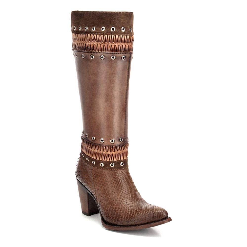 3F11PM Women's Taupe Western Cowgirl Python Snake Boots - Stylish & Comfortable for Country Dancing, Rodeo, and Cowgirl Fashion