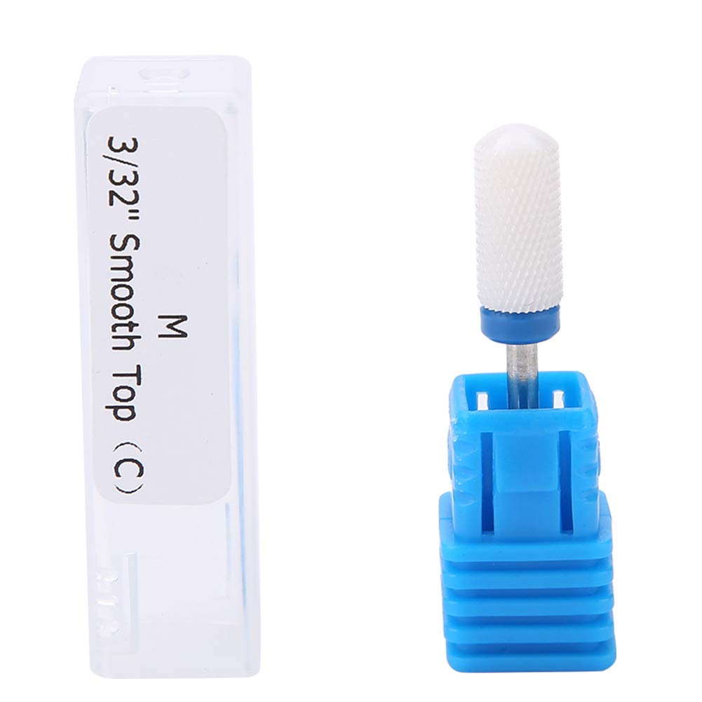Ceramic Nail Drill Bits for Manicure & Pedicure - Cylinder Shape Grinding Head for Cuticle Care & Gel Nail Polishing (White 03#) with Display Base | Perfect for Salon & Home Nail Care