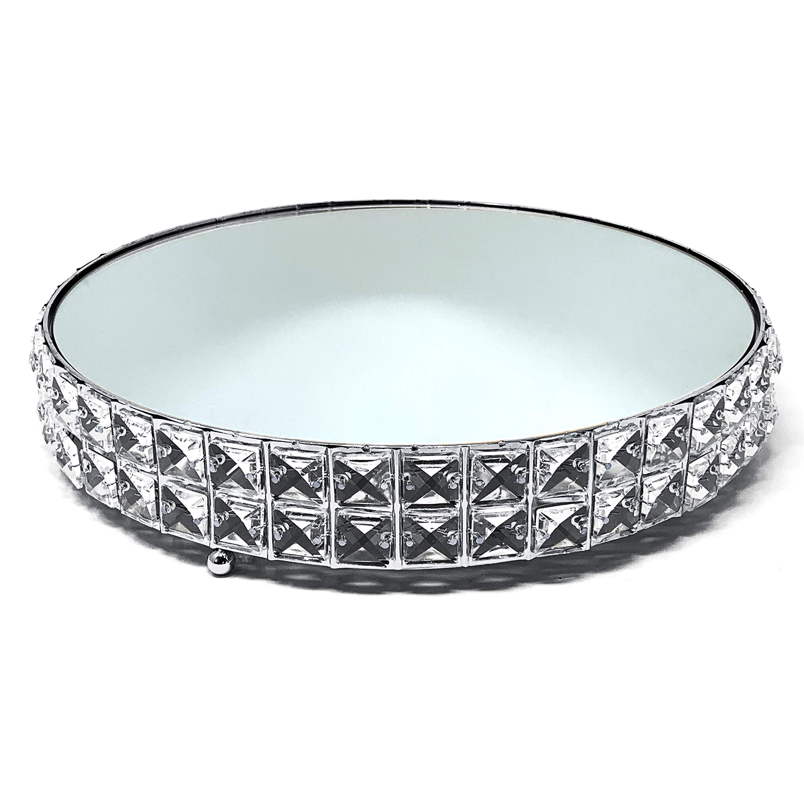 Allgala 3-Piece Wedding Cake Stand Set - Gold Plated Crystal Dessert Stand with Mirror Plate for Cupcakes, Cheese & Cakes - Elegant Silver Round Base (HD89204) - Perfect for Weddings, Birthday Parties & Special Events