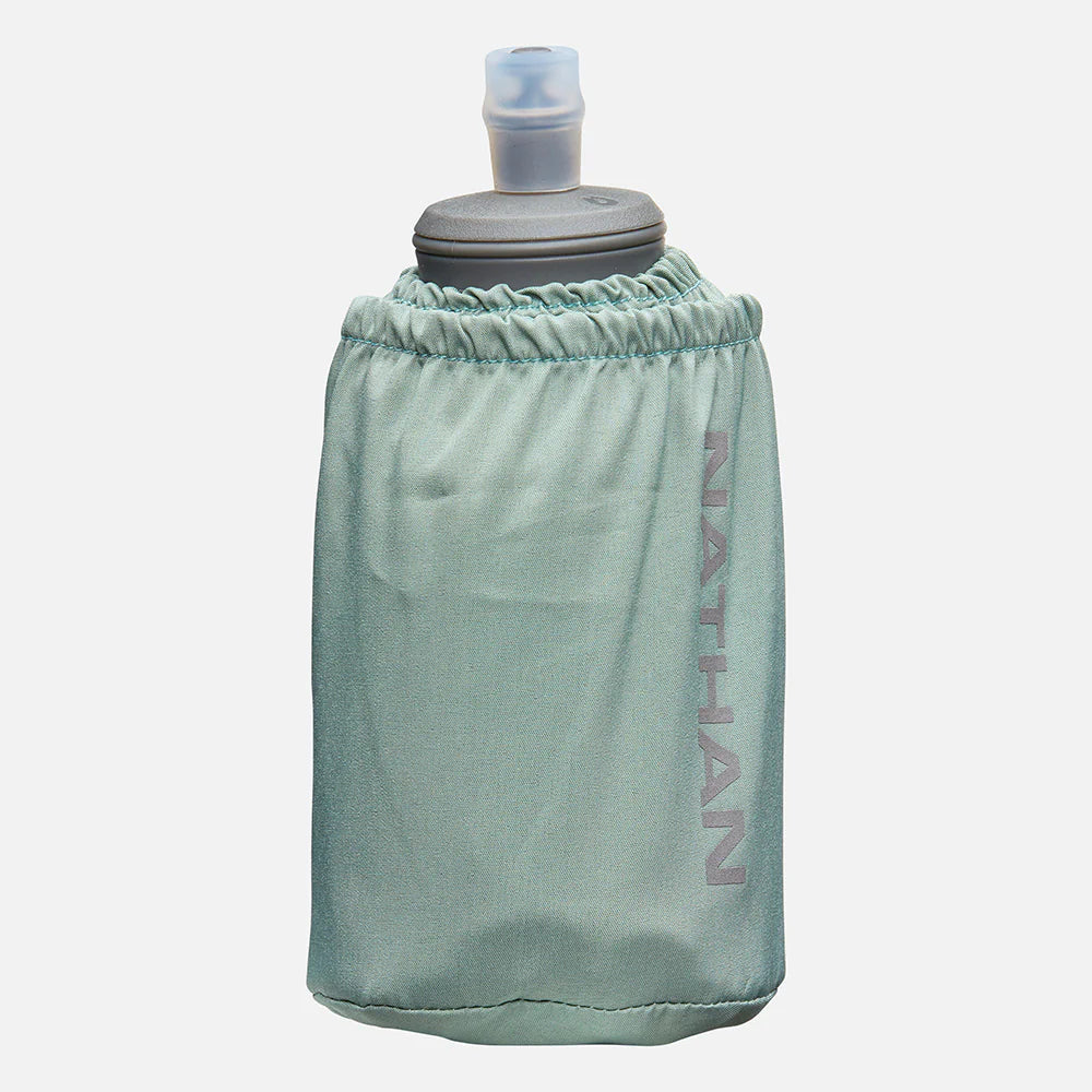 Pinnacle Soft Flask Handheld 18oz (Sage Green/Reflective Silver) - Leak-Proof Collapsible Water Bottle for Hiking, Running, Cycling & Outdoor Adventures