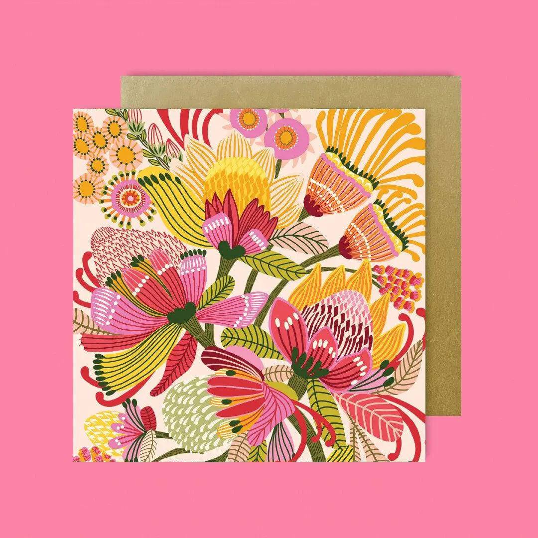 Wild Proteas Australian Greeting Cards | Unique Floral Design for Birthday, Wedding & Thank You Cards | Perfect for Special Occasions & Gift Giving