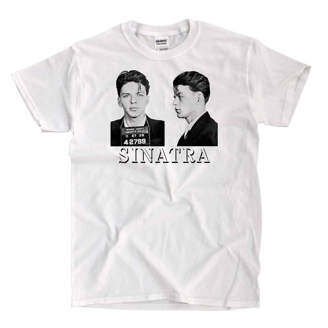 Frank Sinatra Mug Shot White T-Shirt - Vintage Celebrity Tee for Music Fans & Collectors - Perfect for Concerts, Gifts & Retro Fashion