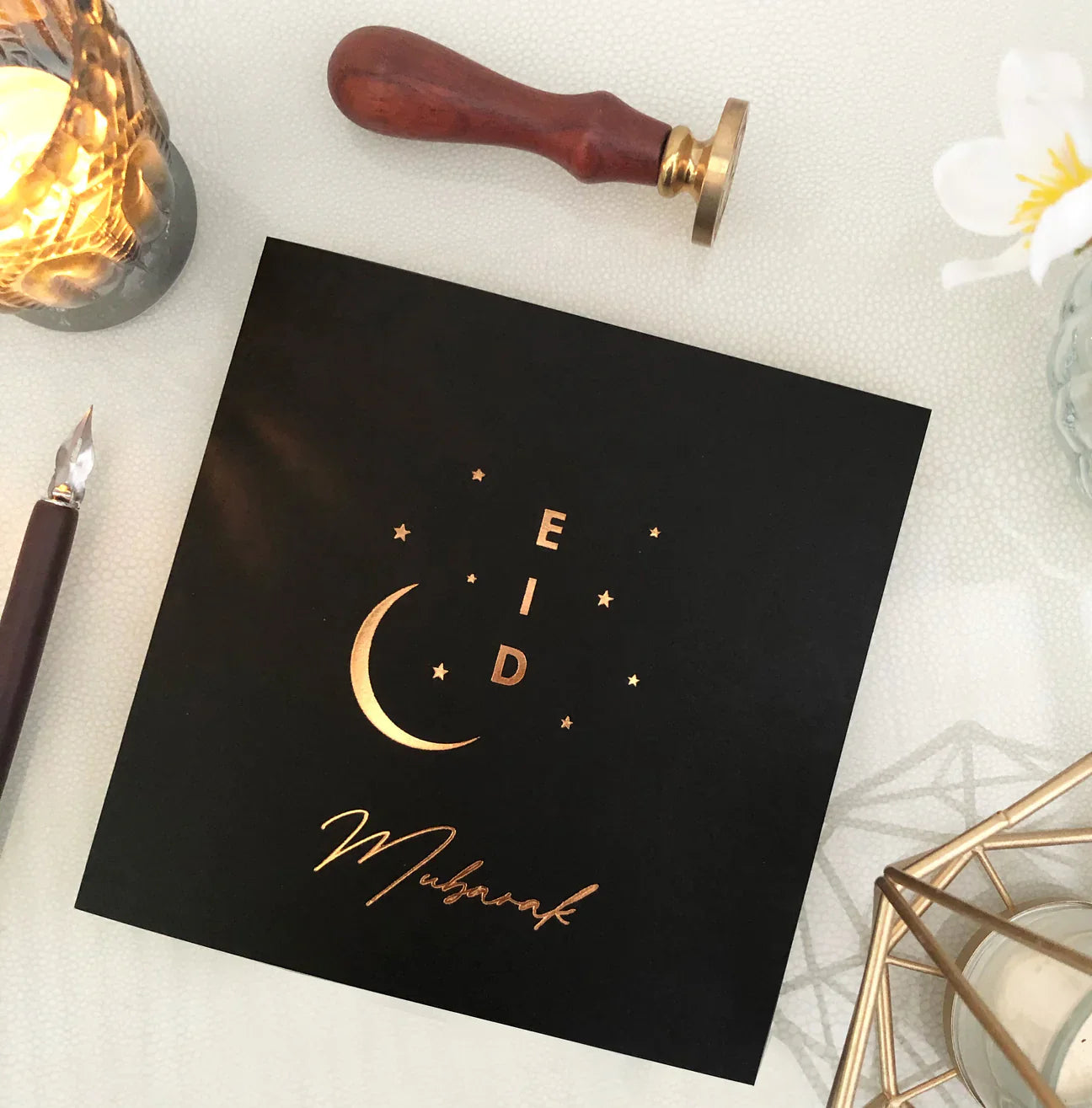 Eid Mubarak Gold Foil Greeting Cards - 24 Pack Elegant Black Islamic Festival Cards for Eid al-Fitr & Eid al-Adha - Perfect for Family, Friends & Muslim Community Celebrations