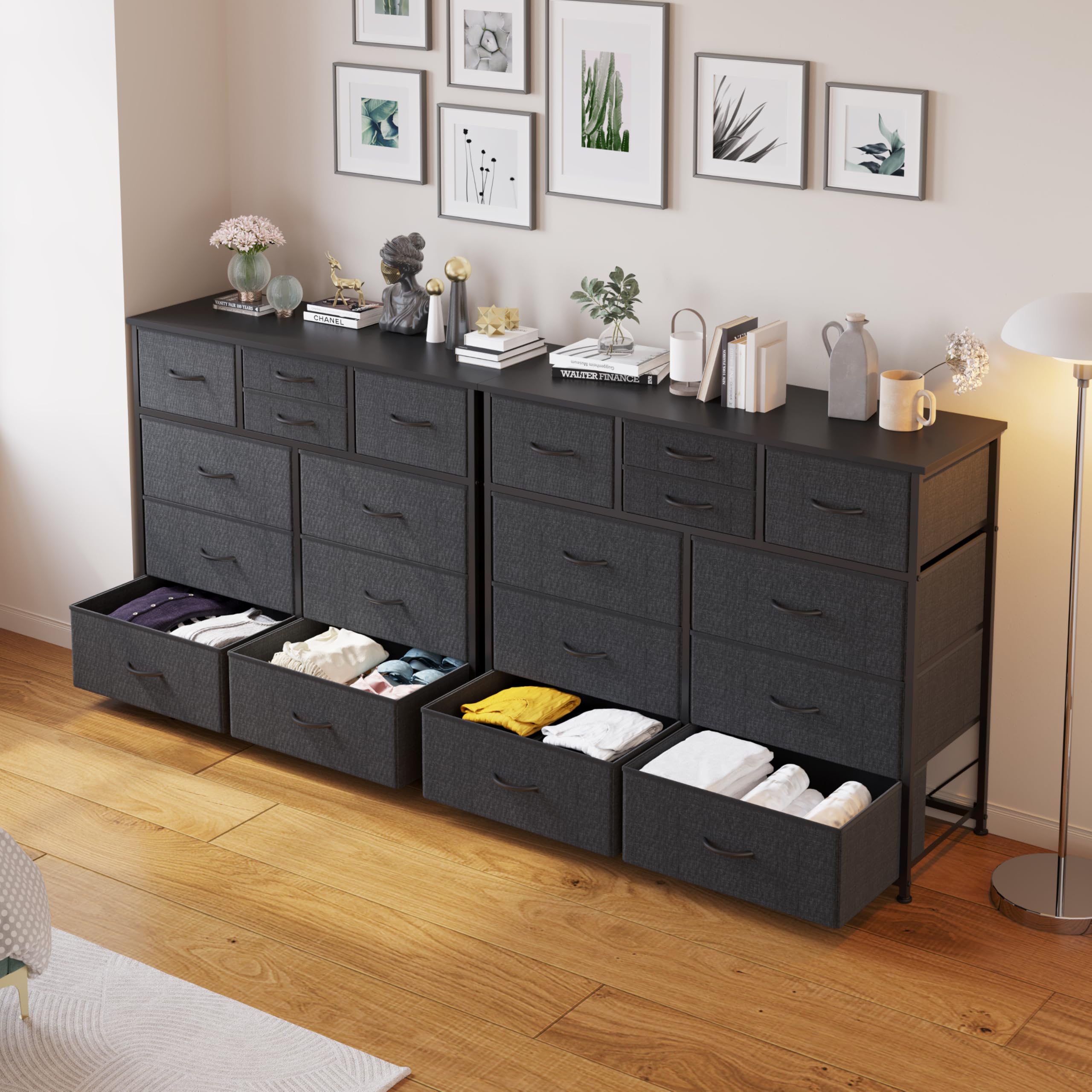 LUMTOK 10-Drawer Fabric Dresser - Steel Frame & Wood Top for Bedroom, Nursery & Closet Storage
