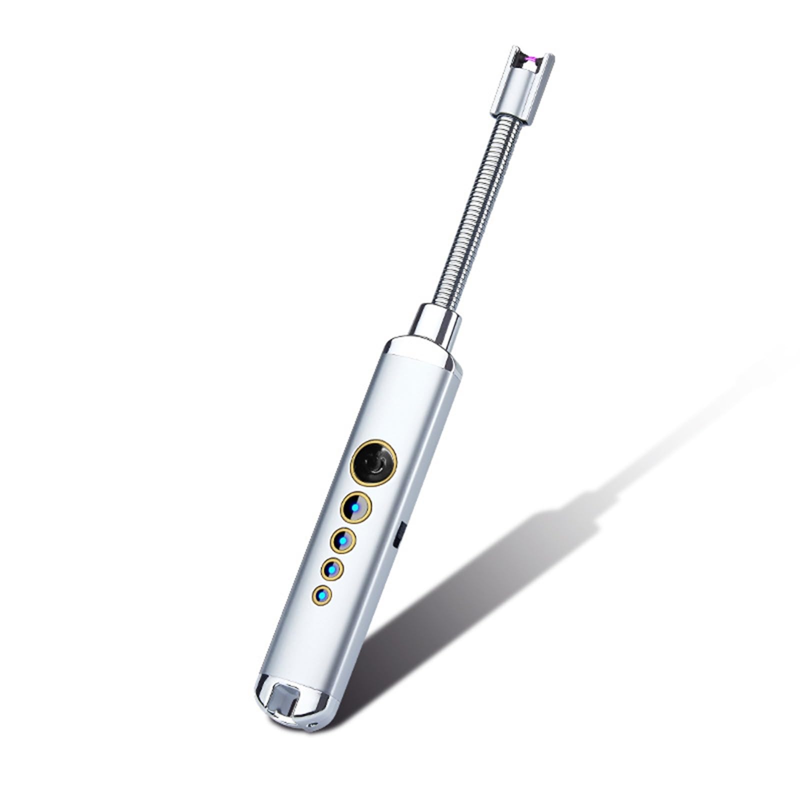 USB Rechargeable Arc Candle Lighter - Safe Kitchen Gas Stove Lighter with Pulse Ignition & Safety Switch (Silver) | Perfect for Candles, Fireplaces, BBQs & Camping