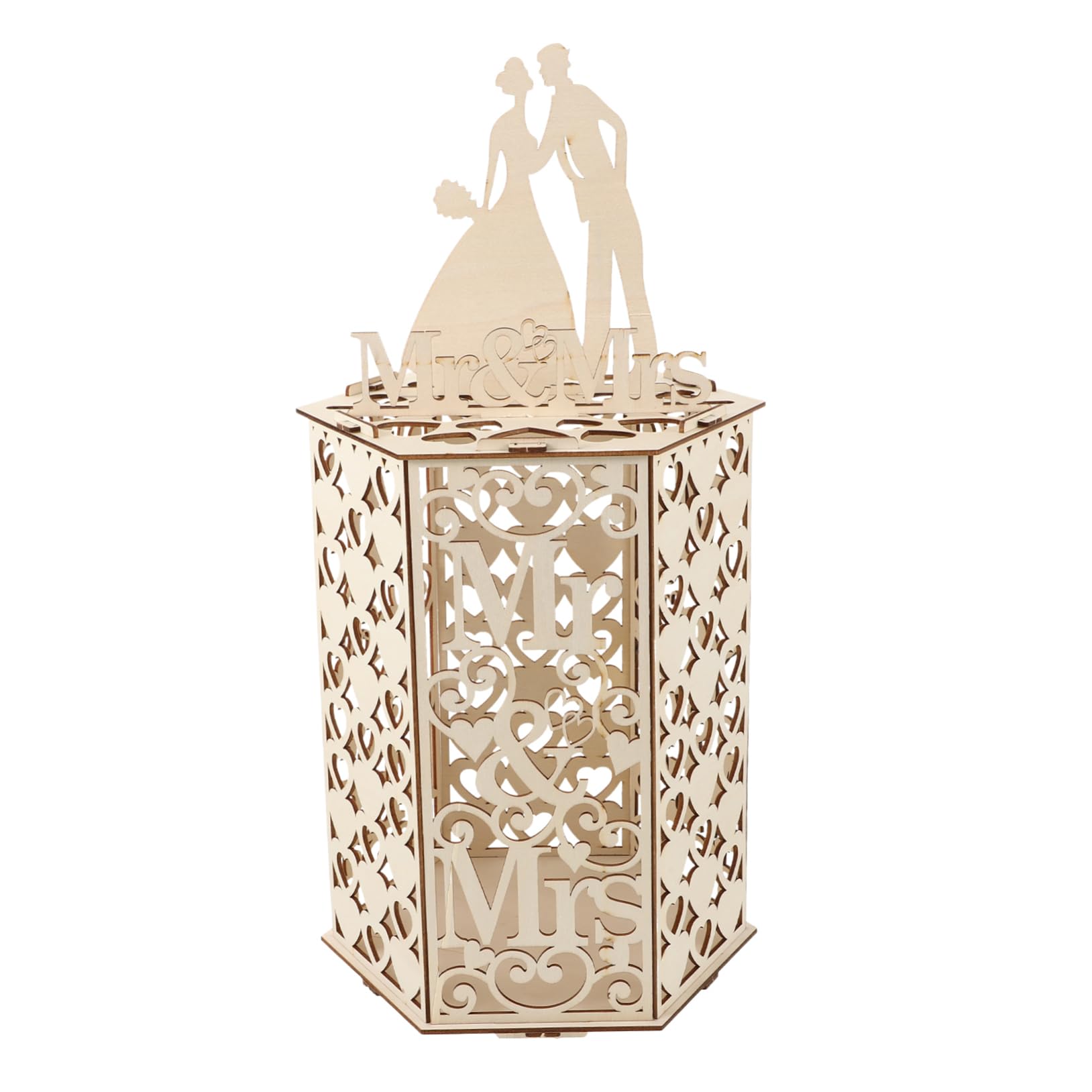 CIMAXIC Large Wooden Card Storage Box for Wedding Invitations, Greeting Cards & Envelopes - Elegant Keepsake Organizer for Bridal Shower, Anniversary & Special Occasions