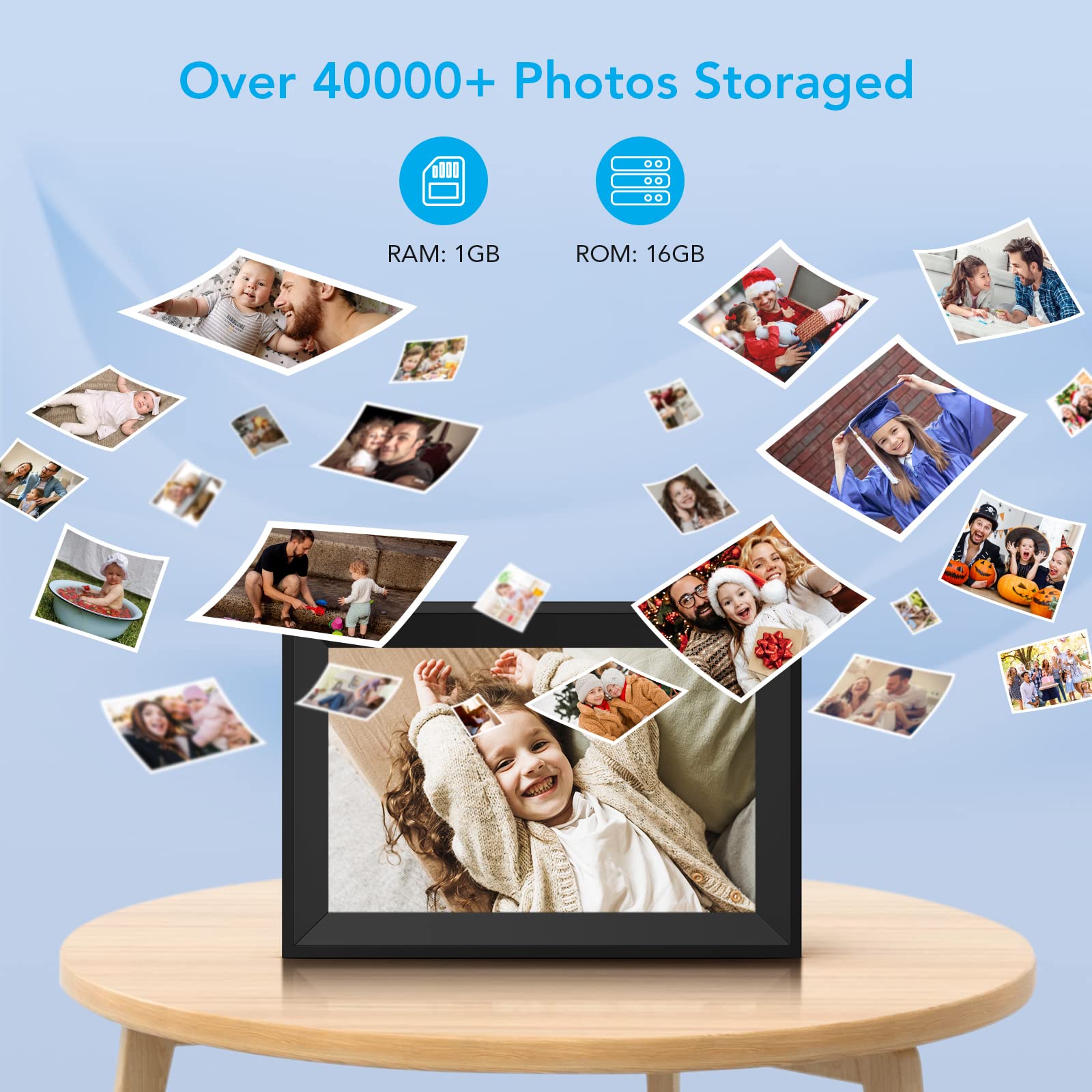 10.1 Inch FRAMEO Digital Picture Frame with WiFi & IPS Touch Screen - 16GB Storage, Instant Remote Photo/Video Sharing via Free Frameo App - Perfect Gift for Family, Friends, Home Decor & Office Display