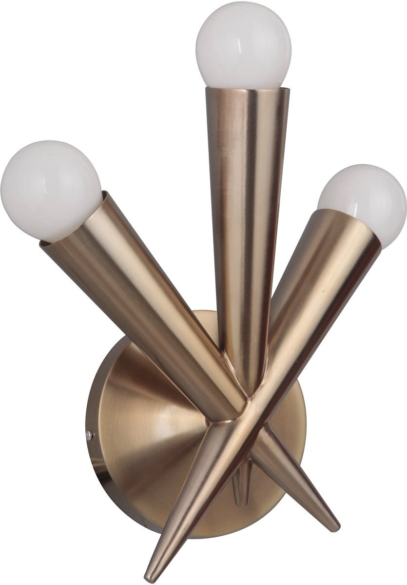 10W Nova 3 Modern Wall Sconce Light Fixture in Satin Brass - Perfect for Bedroom, Living Room & Hallway Lighting