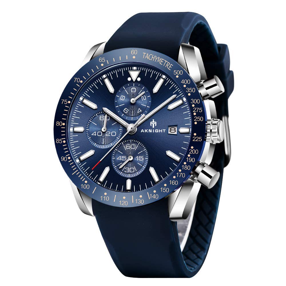 BENYAR AKNIGHT Men's Watches 45mm Big Face Analog Quartz Chronograph - Waterproof Business Dress Watch with Calendar & Luminous Hands for Work, Sport & Casual Wear | Perfect for Office, Gym & Everyday Use