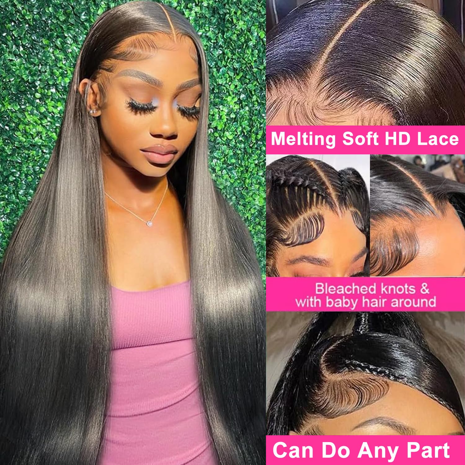 30 Inch 13x6 HD Lace Front Human Hair Wigs - Pre Plucked Straight Glueless Wig 200% Density for Women | Natural Look for Daily Wear, Parties & Special Occasions