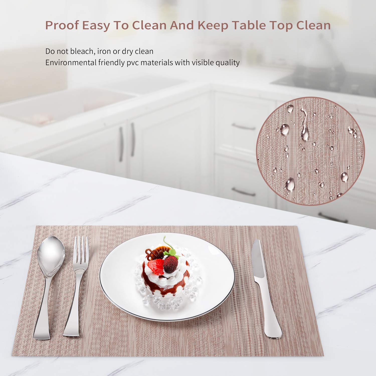 Premium SENDAY Placemats Set of 6 - Heat & Stain Resistant PVC Table Mats for Kitchen Dining - Non-Slip Washable Durable Vinyl Placemats for Everyday Use, Dinner Parties & Holiday Gatherings