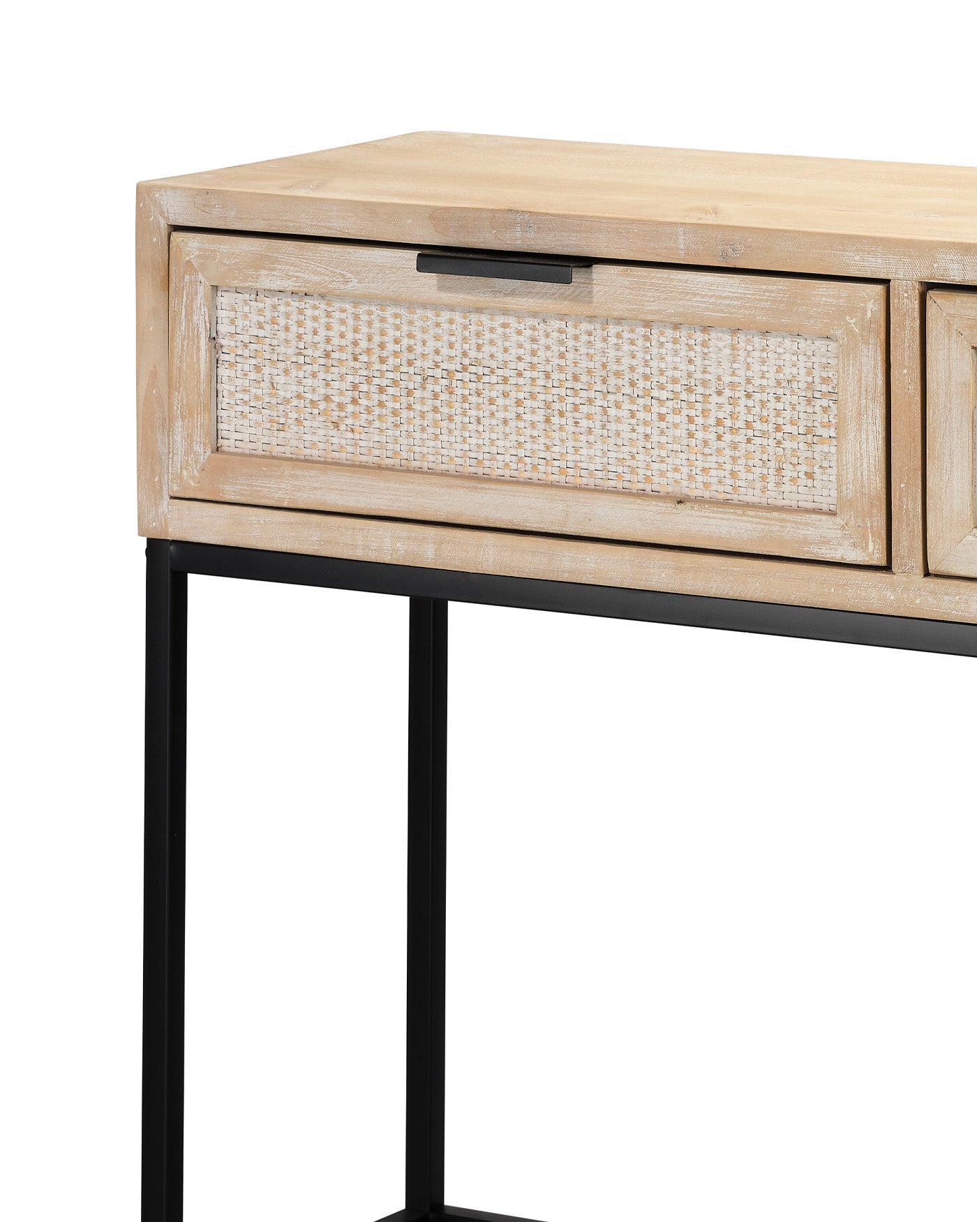 Modern Wooden Reed Console Table - Entryway Sofa Table with Storage Shelf for Hallway, Living Room & Bedroom Decor