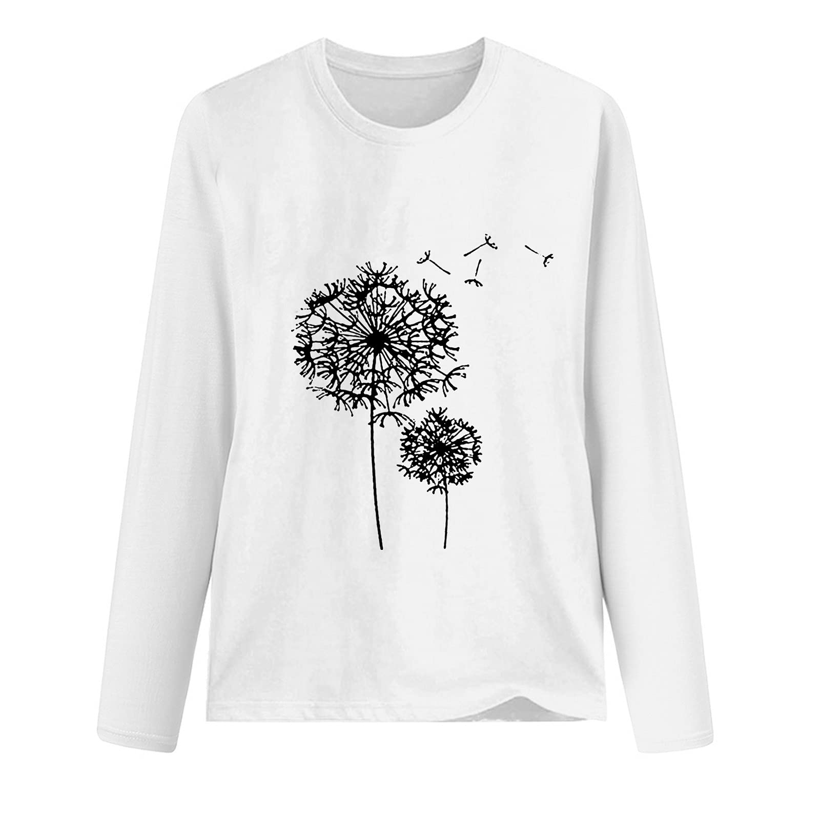 Women's Loose Fit Long Sleeve Cotton T-Shirt - Crew Neck Casual Blouse for Everyday Wear - Perfect for Office, Travel & Relaxing Outfits