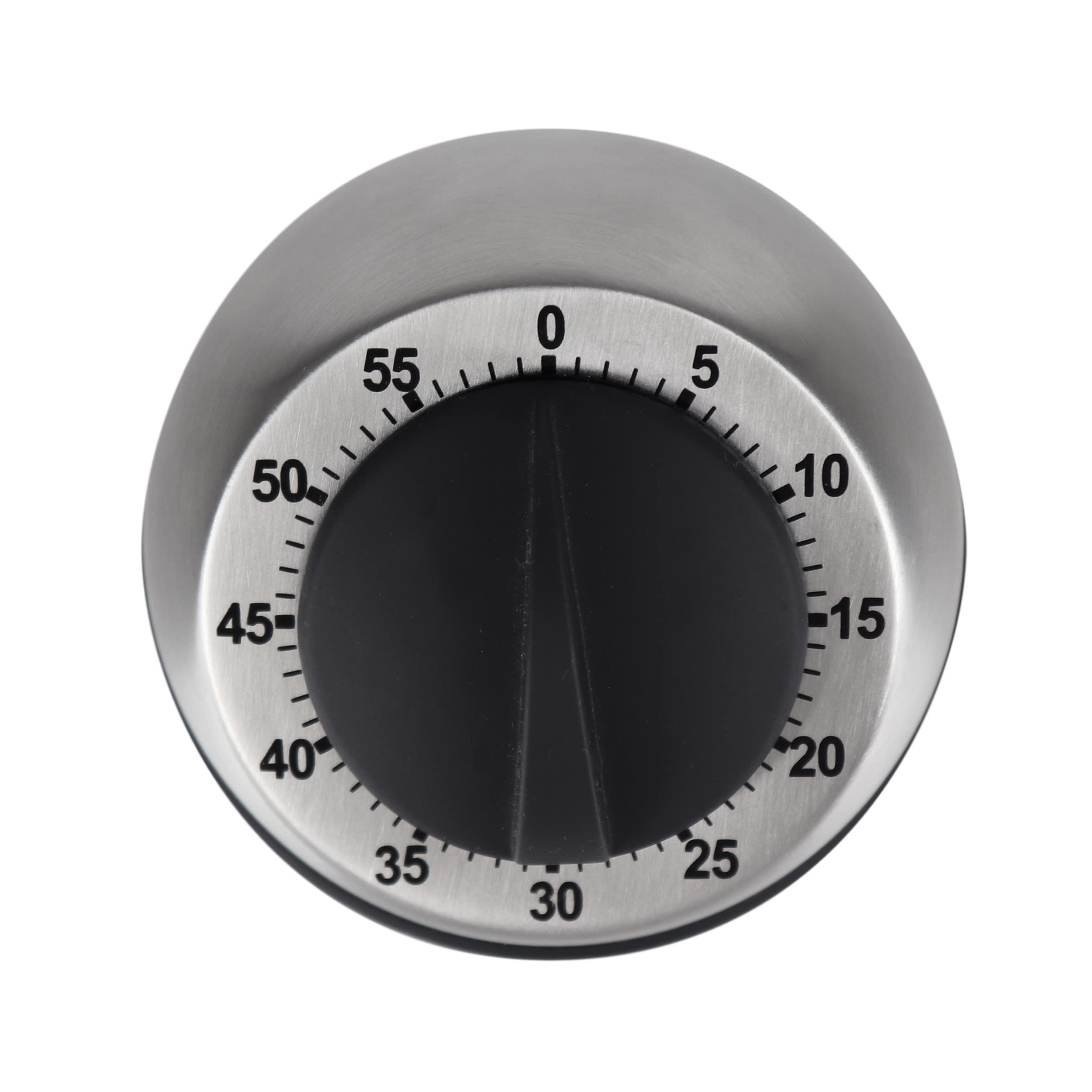 Salter 338 SSBKXR15 60-Minute Mechanical Kitchen Timer - Analog Cooking Alarm Clock, Battery-Free Stainless Steel Timer for Baking, Roasting, and Meal Prep - Black/Silver with 2-Year Warranty