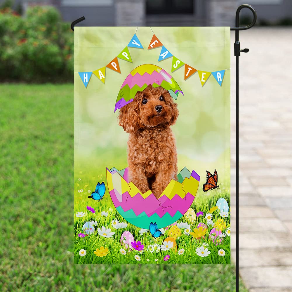 USA Flag with Poodle Easter Egg Design - Patriotic Outdoor House & Yard Decoration for Holidays, Parties, and Home Decor