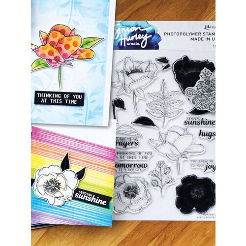 Simon Hurley SIMN Hurley Stamps PRTY - Pretty Peonies Floral Rubber Stamp Set for Card Making, Scrapbooking & DIY Crafts - Perfect for Wedding Invitations, Greeting Cards & Paper Projects