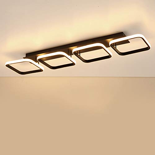 XINDAR Modern Square Acrylic Flush Mount Ceiling Light Fixture - 4-LED Semi-Flush Lighting for Living Room, Bedroom & Hallway (Black) - Energy Efficient & Stylish Home Decor
