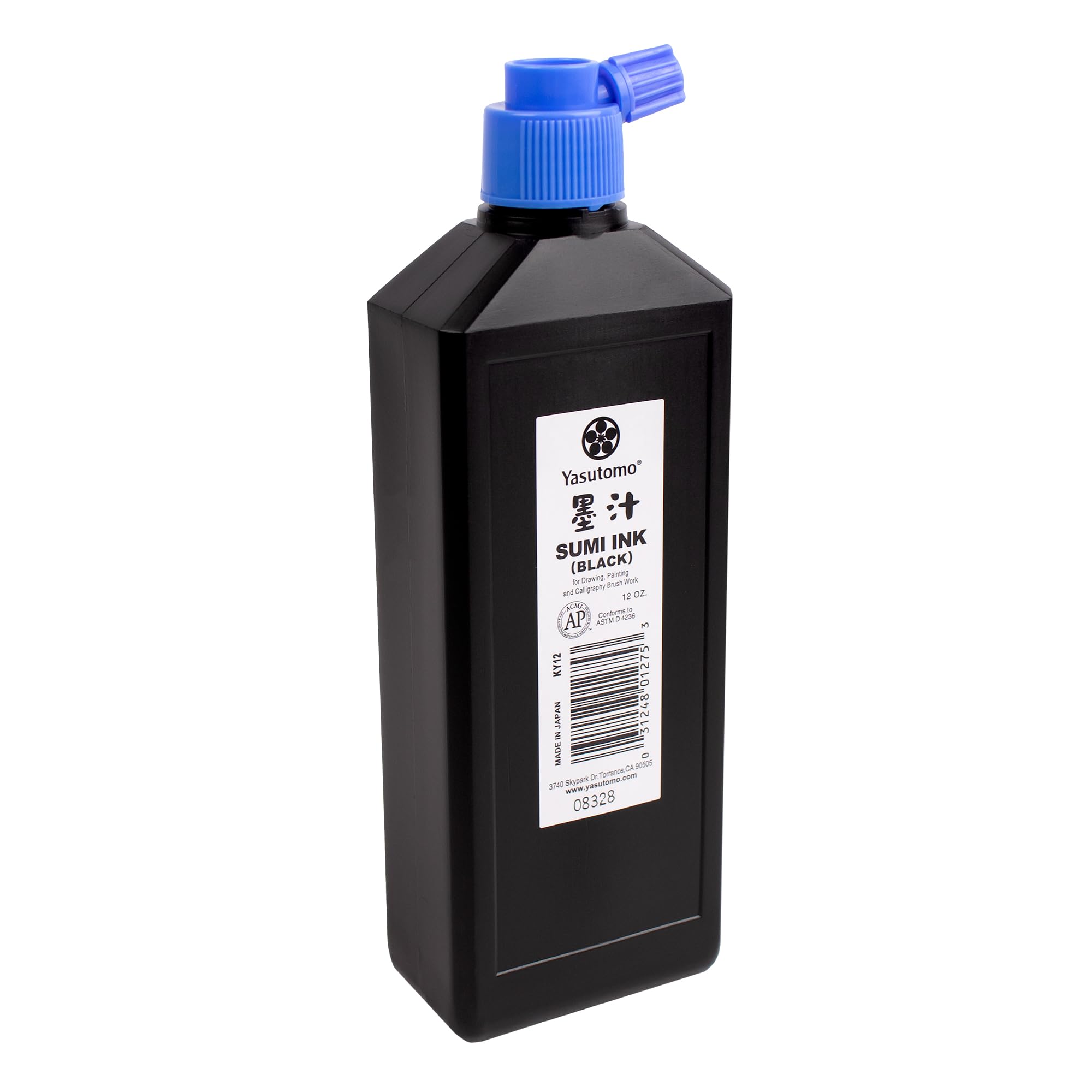 Yasutomo Bokuju Liquid Sumi Ink - 12oz Black Calligraphy Ink for Brush Painting, Drawing & Artwork - Premium Japanese Ink for Ink Brushes, Dip Pens - Perfect for Calligraphy, Sumi-e Painting & Traditional Asian Art