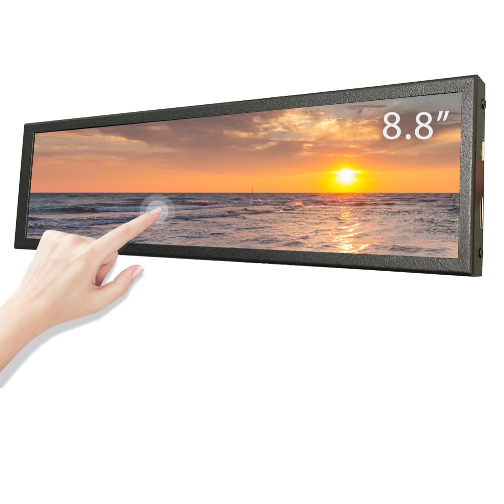 8.8 Inch Stretched Bar Wide Touch Screen Monitor - 480x1920 IPS LCD Display, Secondary Screen for Windows PC & Raspberry Pi 4 - Perfect for Multi-Tasking, Gaming, and Digital Signage