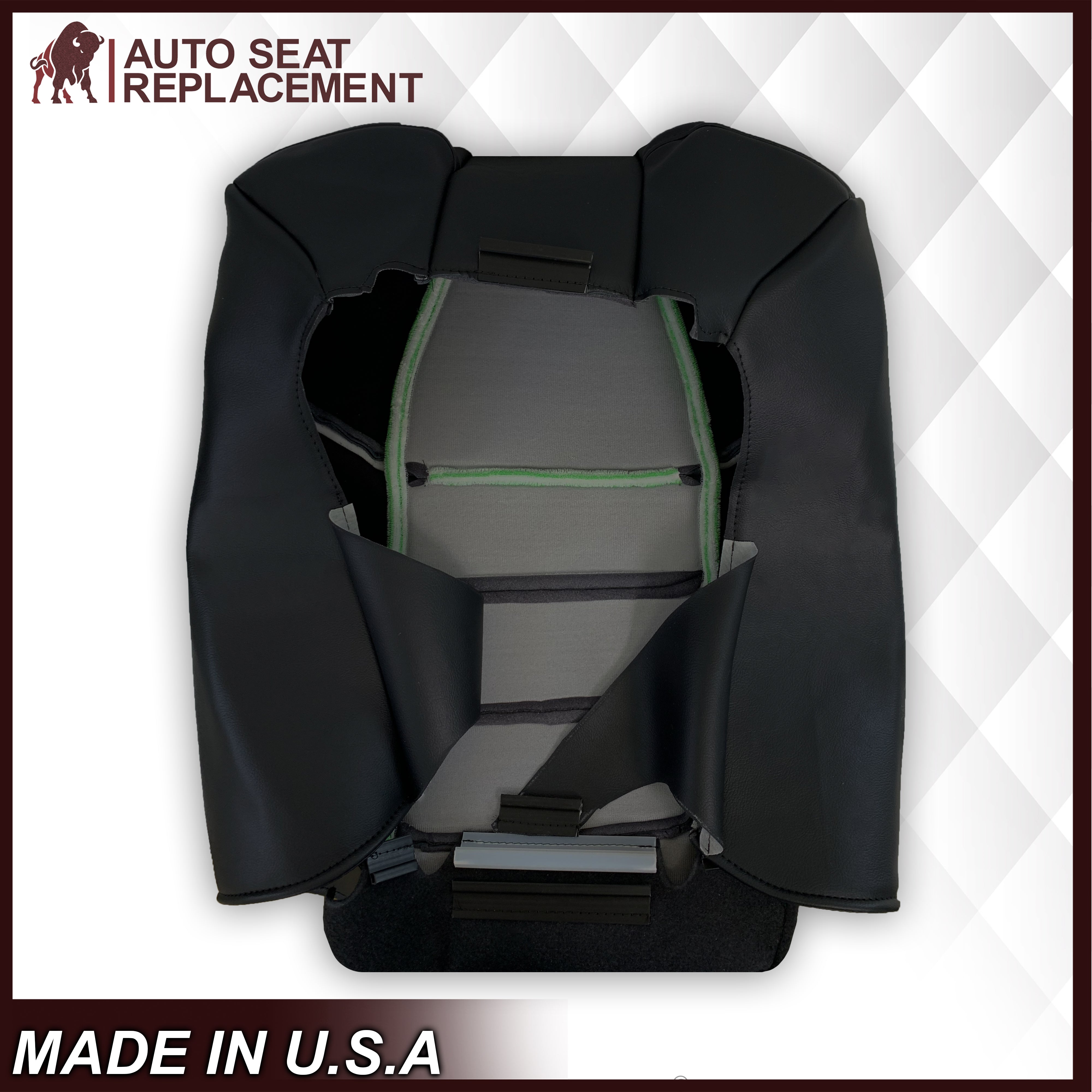 2001-2003 Ford F350 F250 Lariat Extended Cab Black Perforated Seat Covers - Genuine Leather or Premium Vinyl - Perfect for Truck Upgrades & Road Trips