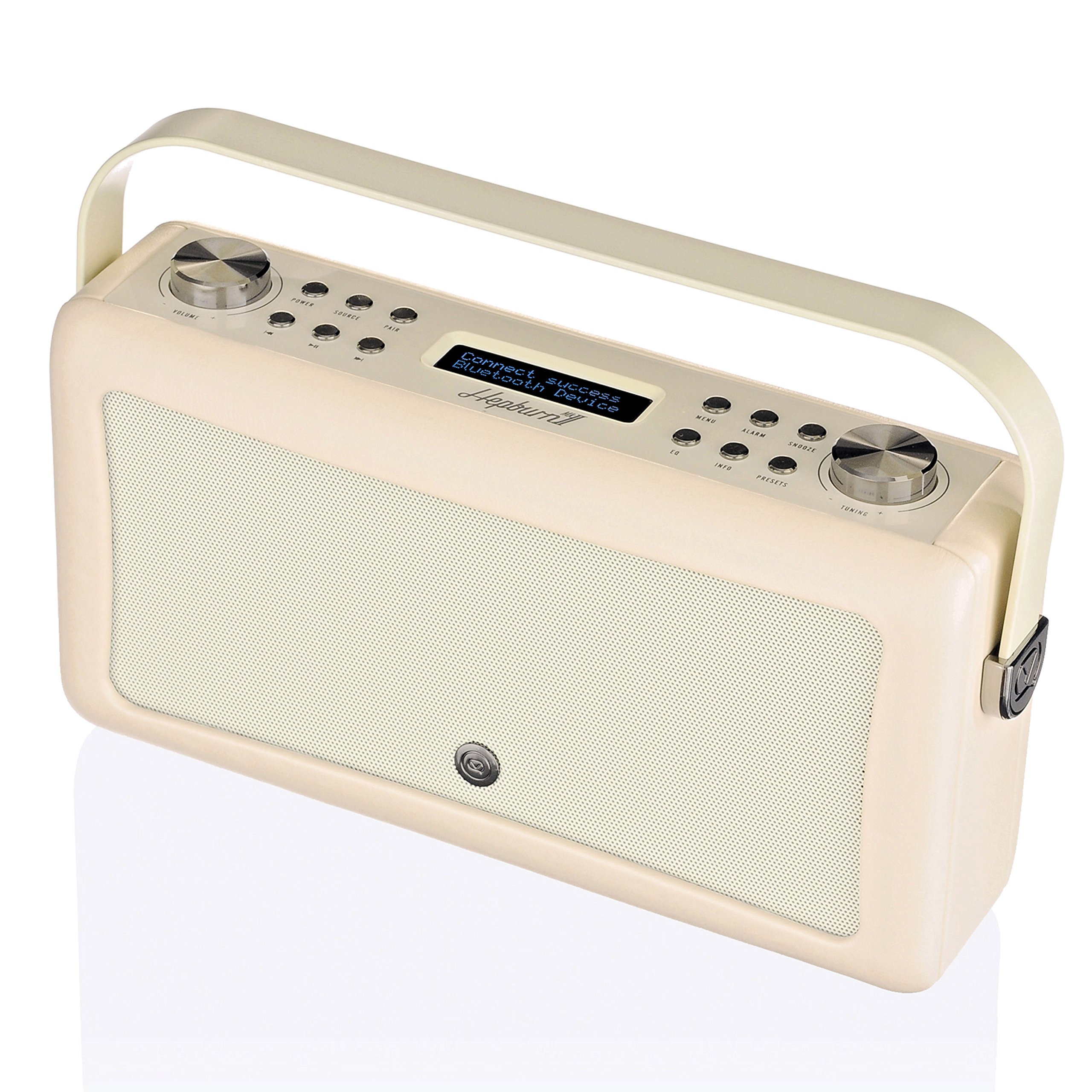 VQ Hepburn Mk II DAB/DAB+ Digital Radio with FM, Bluetooth, Alarm Clock - Cream White | Wireless Music Streaming, Bedroom, Kitchen, Office Use