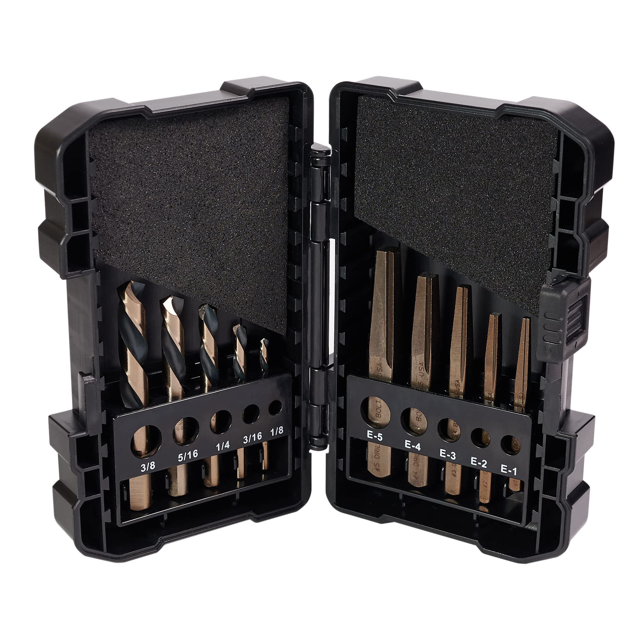 KnKut 10-Piece Left Hand Screw Machine Drill & Square Extractor Set - Professional Screw Removal Tool Kit for Metalworking, Automotive Repair and DIY Projects