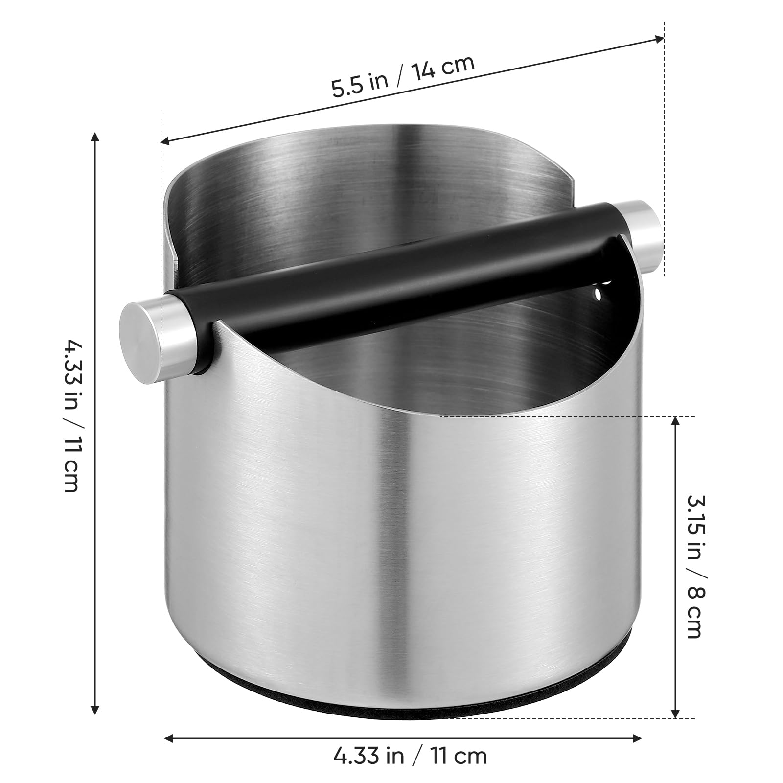 Jojofuny Stainless Steel Espresso Knock Box - Coffee Grounds Container & Dump Bin for Baristas - Perfect for Home & Commercial Coffee Makers, Espresso Machines & Coffee Shops
