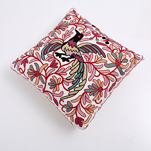 Bohemian Cotton Pillow Sham 18x18 Inches - Exotic Indian Style Embroidered Throw Pillow Cover for Sofa, Cushion & Home Decor | Perfect for Living Room, Bedroom & Boho Chic Decor