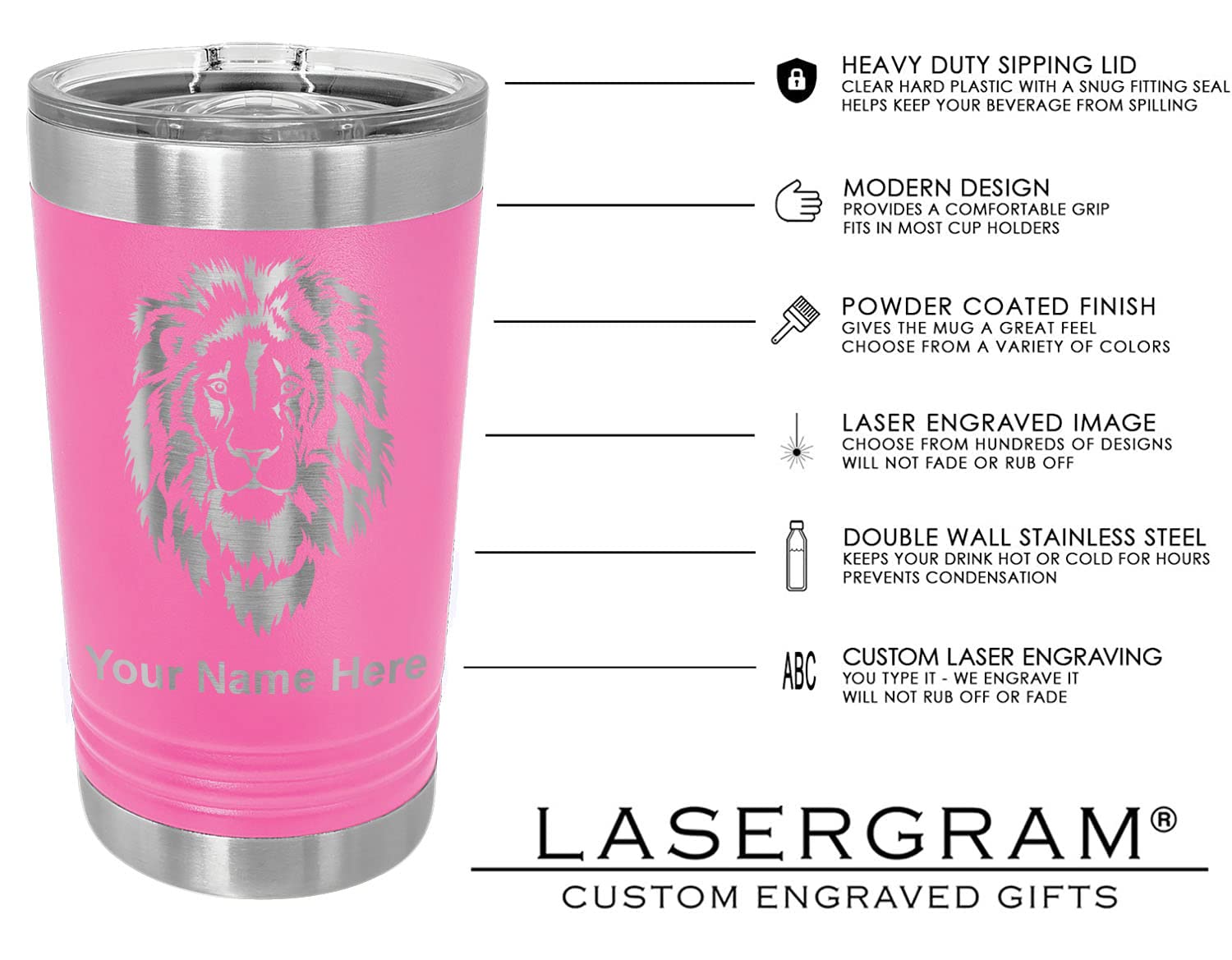 LaserGram 16oz Vacuum Insulated Stainless Steel Tumbler with Personalized Engraving - My Sweet 16 Pink Cup - Keeps Drinks Hot/Cold for Hours - Perfect for Birthday Gifts, Parties & Everyday Use
