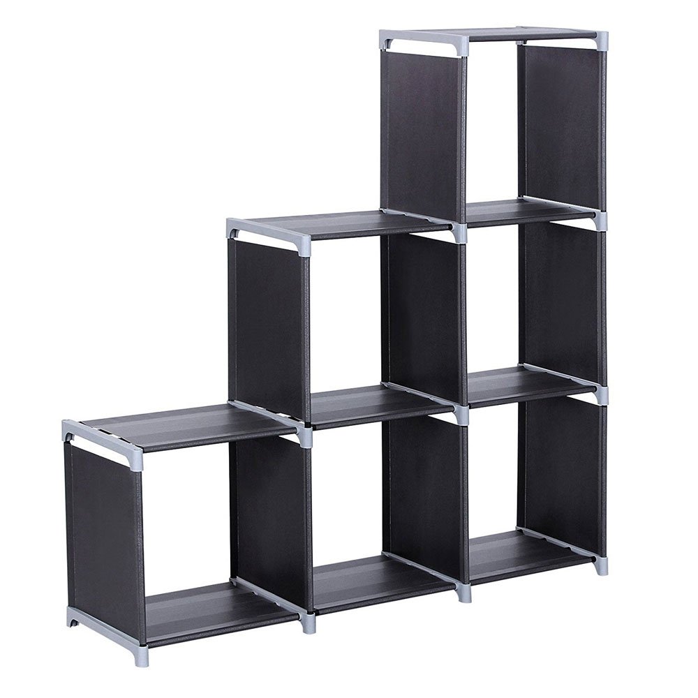 Multifunctional 3-Tier 6-Cube Storage Shelf Organizer - Modular Closet & Bookshelf Organizer for Home, Office, Kids Room - Black (Perfect for Bedroom, Living Room & Dorm Organization)