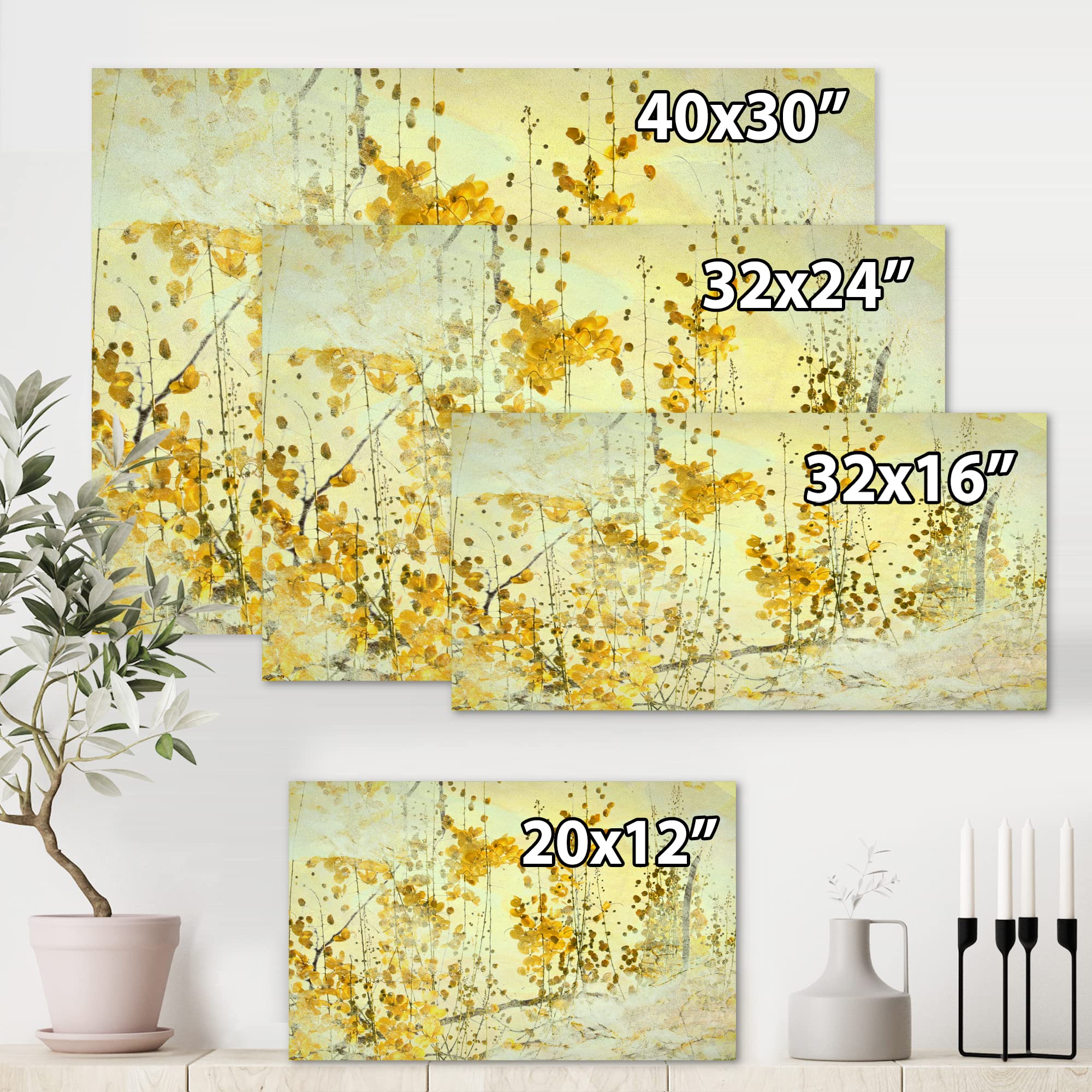 DesignQ Yellow Flower Grunge Art - Modern Canvas Wall Decor for Living Room, Bedroom & Office - Abstract Floral Painting for Home & Office Decoration