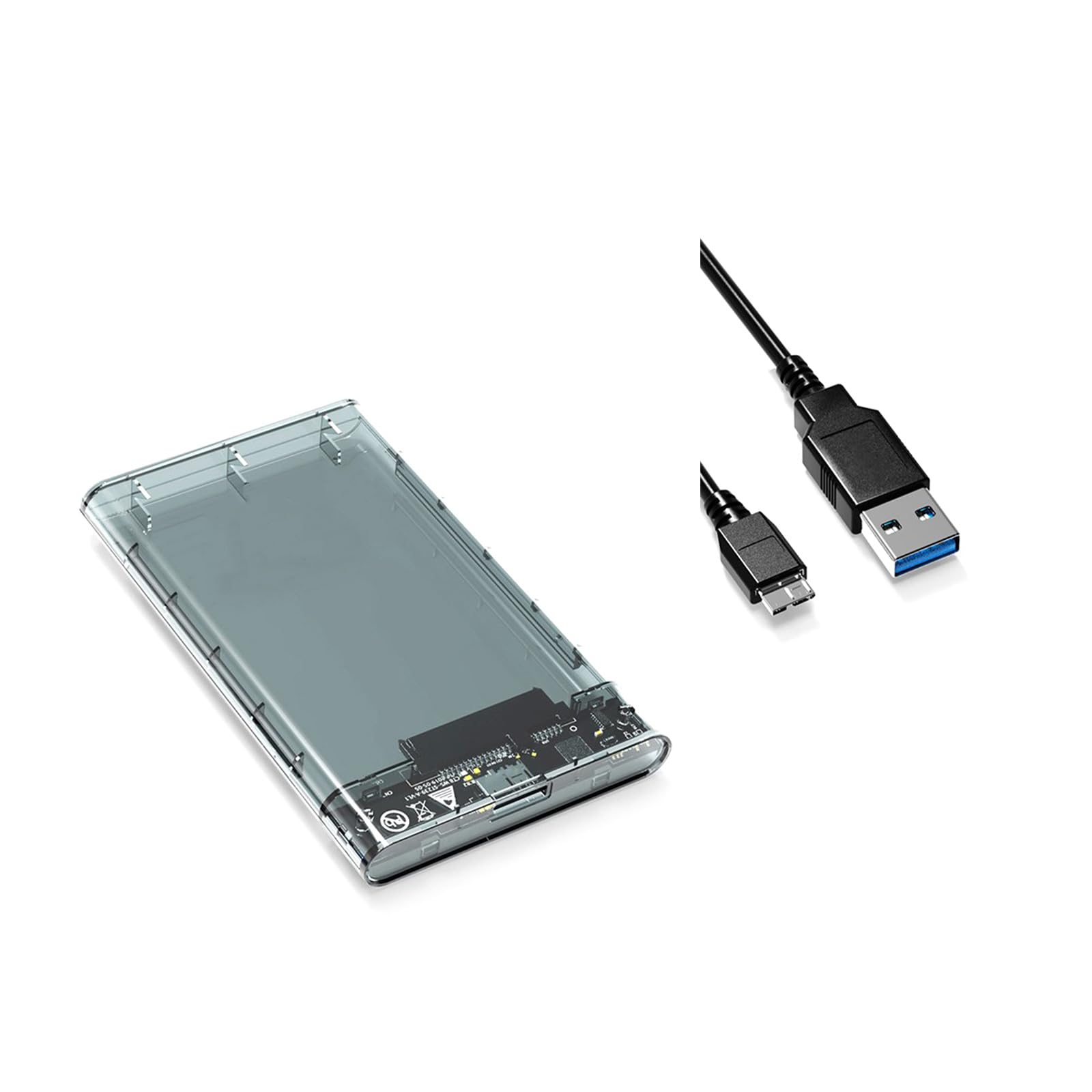 LARUISEE 2.5 Inch SATA to USB 3.0 Adapter - External Hard Drive Enclosure for SSD/HDD, USB 3.0 Hard Disk Case - Perfect for Data Transfer, Backup & Storage on PC, Laptop, Mac