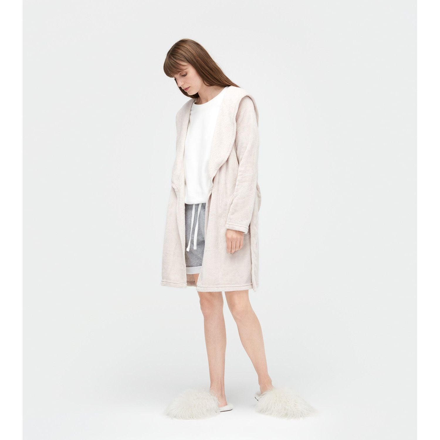 UGG Women's Miranda Fleece Robe - Soft Plush Loungewear in Moonbeam Color | Cozy Homewear for Relaxing Evenings & Spa Days