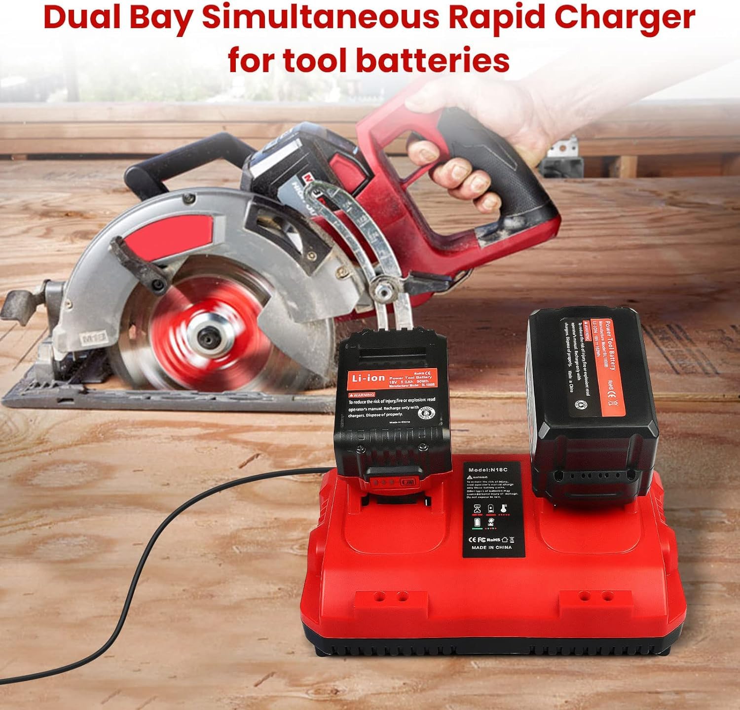 Milwaukee M18 Rapid Battery Charger Station - Dual Bay Simultaneous Charging for 18V Lithium Batteries | Fast Charging Solution for Power Tools & DIY Projects